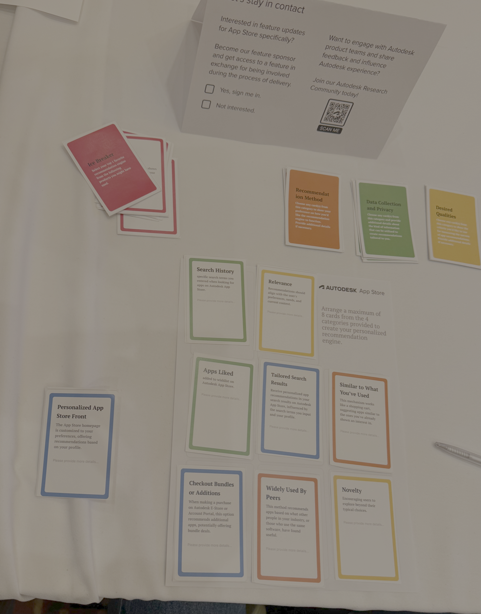 Card game used during Autodesk University user research workshops