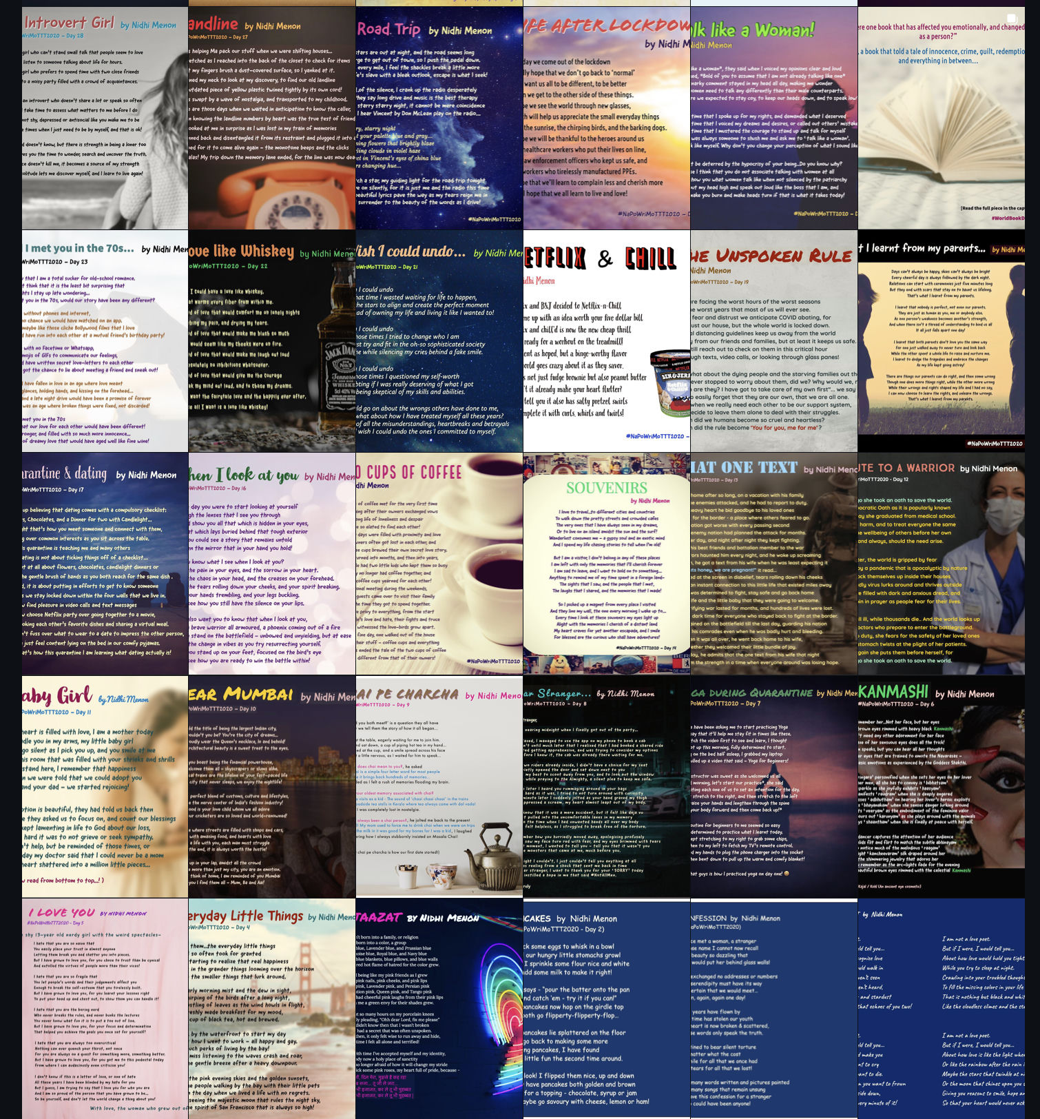Spiels of a Quill Instagram grid — NaPoWriMo writing
